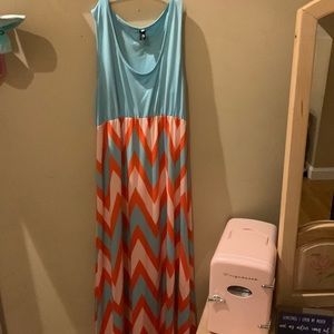 Selling a turquoise white and orange XXL maxi dress